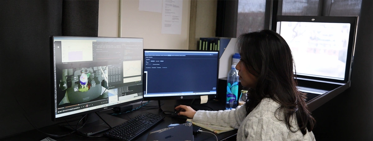 Student working at a computer lab