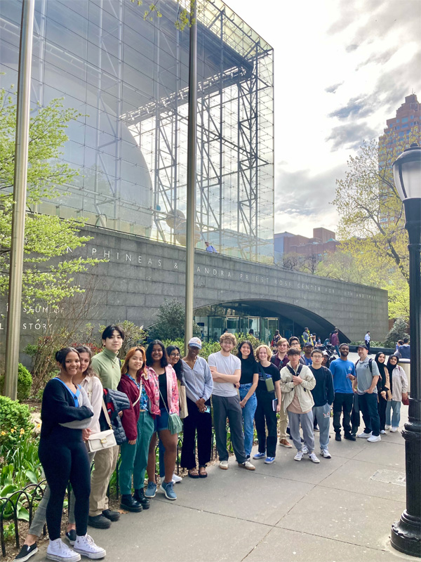 Students outside The American Museum of Natural History